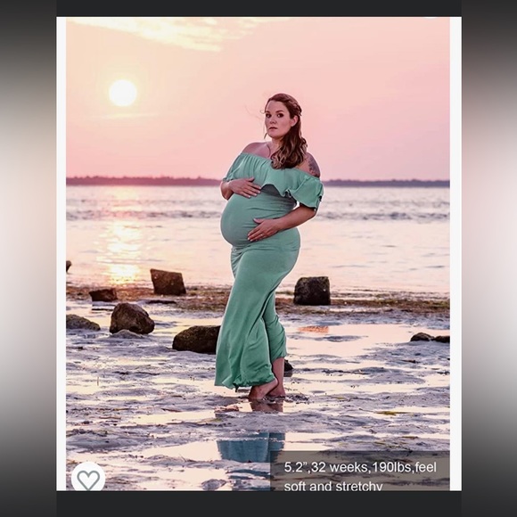 NWT GLAMPUNCH MATERNITY FITTED OFF THE SHOULDER FLOOR LENGTH DRESS SIZE XL - Picture 2 of 4